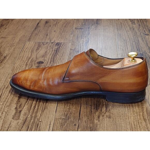 Magnanni Men’s Monk Strap 13M Tan Brown Burnished Leather Dress Shoes main image 7